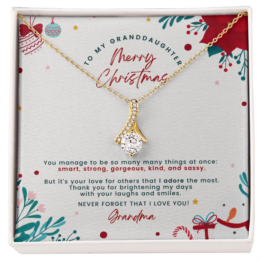 Christmas Gift For Granddaughter - Smart & Strong - Petite Ribbon Necklace