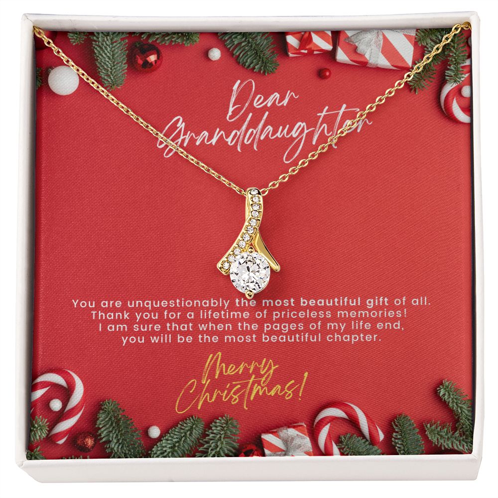Christmas Gift For Granddaughter - You Are The Most Beautiful Gift - Petite Ribbon Necklace