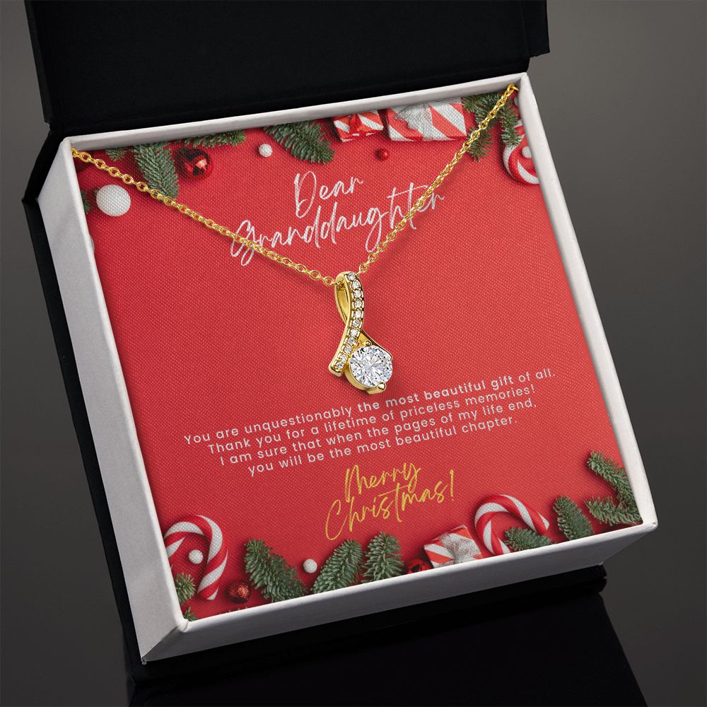 Christmas Gift For Granddaughter - You Are The Most Beautiful Gift - Petite Ribbon Necklace