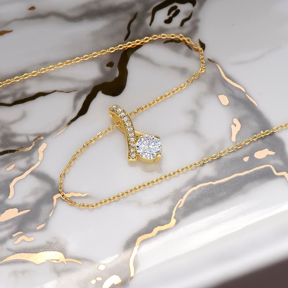 Christmas Gift For Granddaughter - You Are The Most Beautiful Gift - Petite Ribbon Necklace