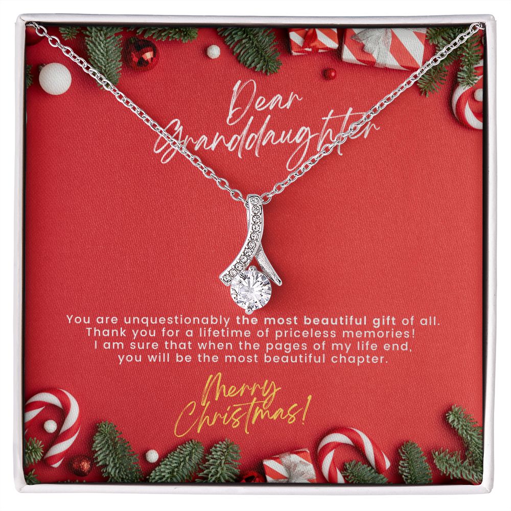 Christmas Gift For Granddaughter - You Are The Most Beautiful Gift - Petite Ribbon Necklace