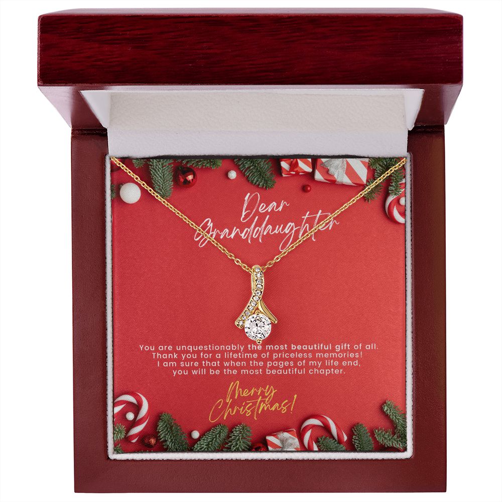 Christmas Gift For Granddaughter - You Are The Most Beautiful Gift - Petite Ribbon Necklace