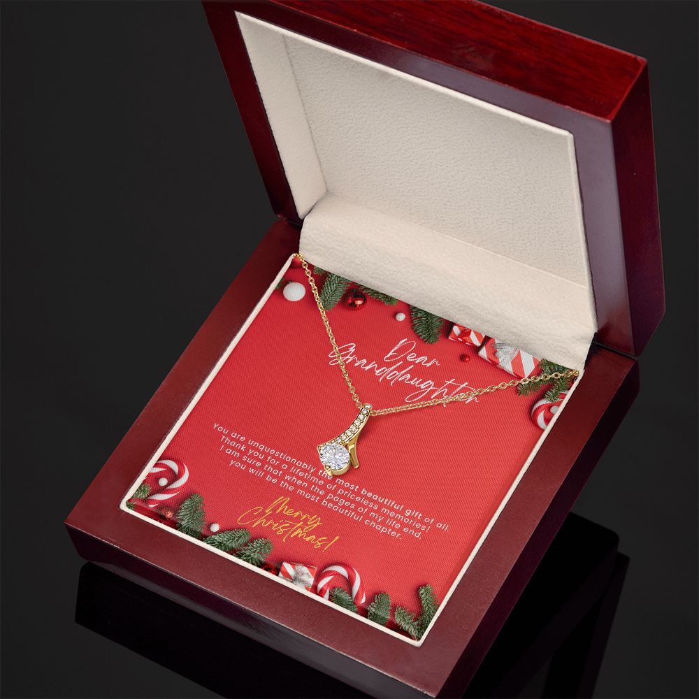 Christmas Gift For Granddaughter - You Are The Most Beautiful Gift - Petite Ribbon Necklace