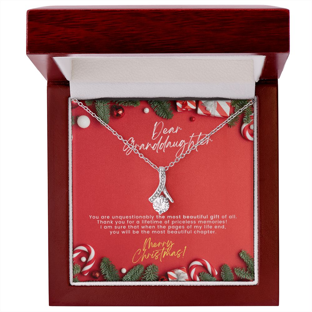 Christmas Gift For Granddaughter - You Are The Most Beautiful Gift - Petite Ribbon Necklace