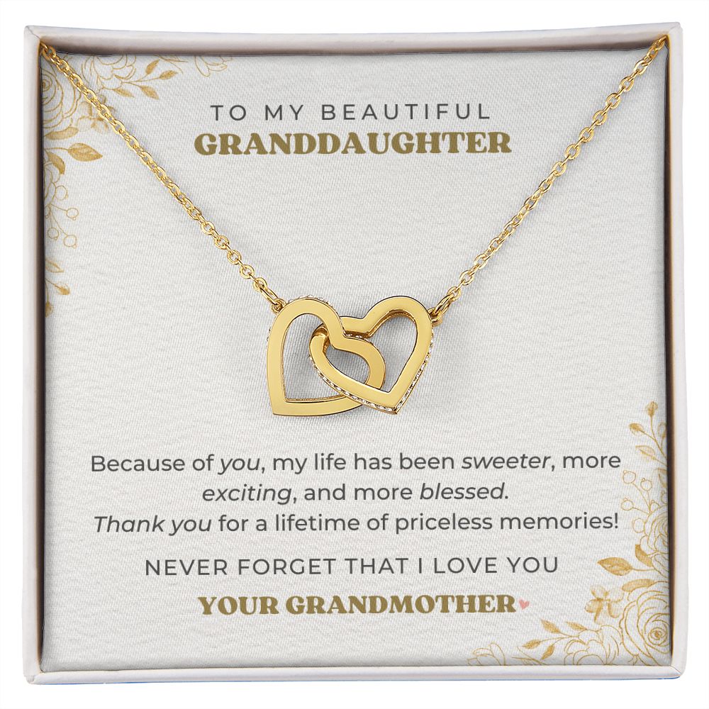To My Granddaughter - Priceless Memories - Interlocking Hearts Necklace