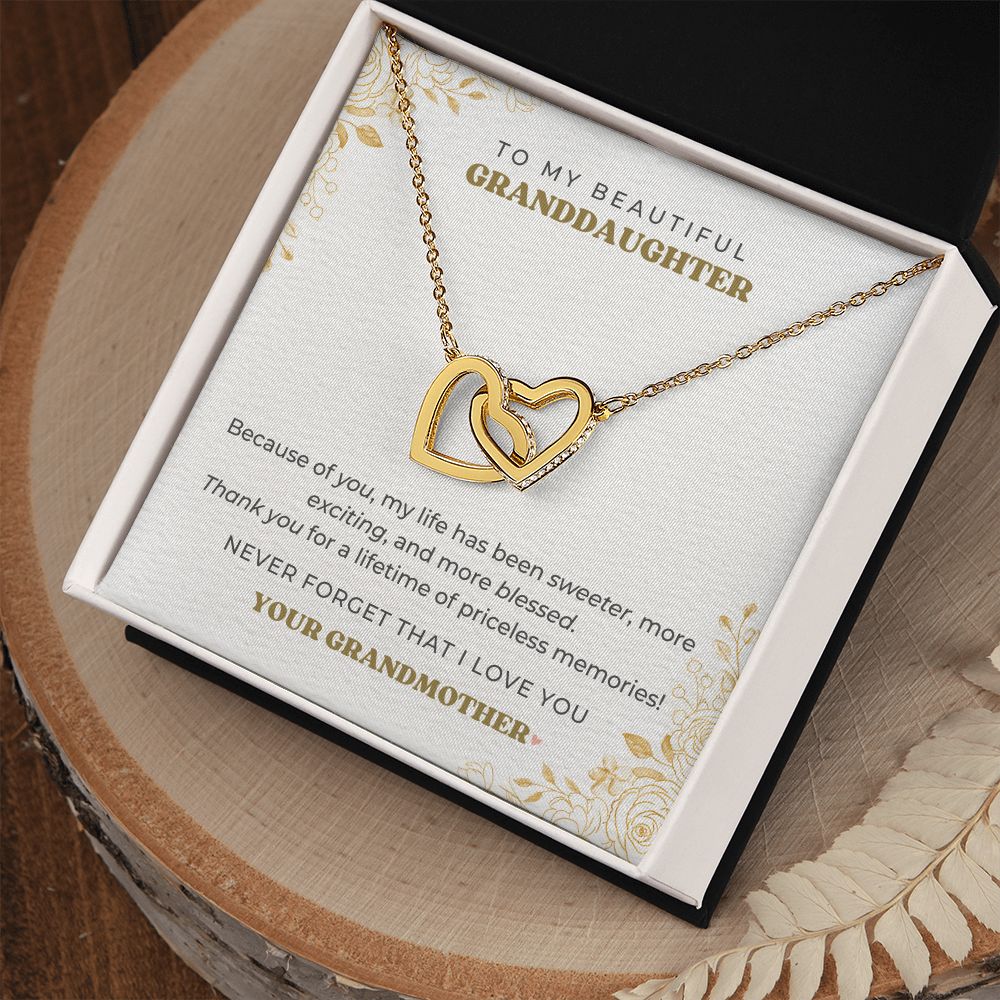To My Granddaughter - Priceless Memories - Interlocking Hearts Necklace
