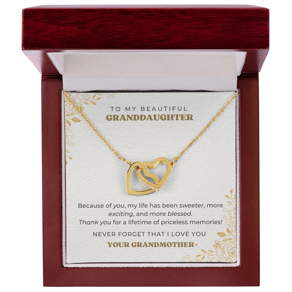 To My Granddaughter - Priceless Memories - Interlocking Hearts Necklace
