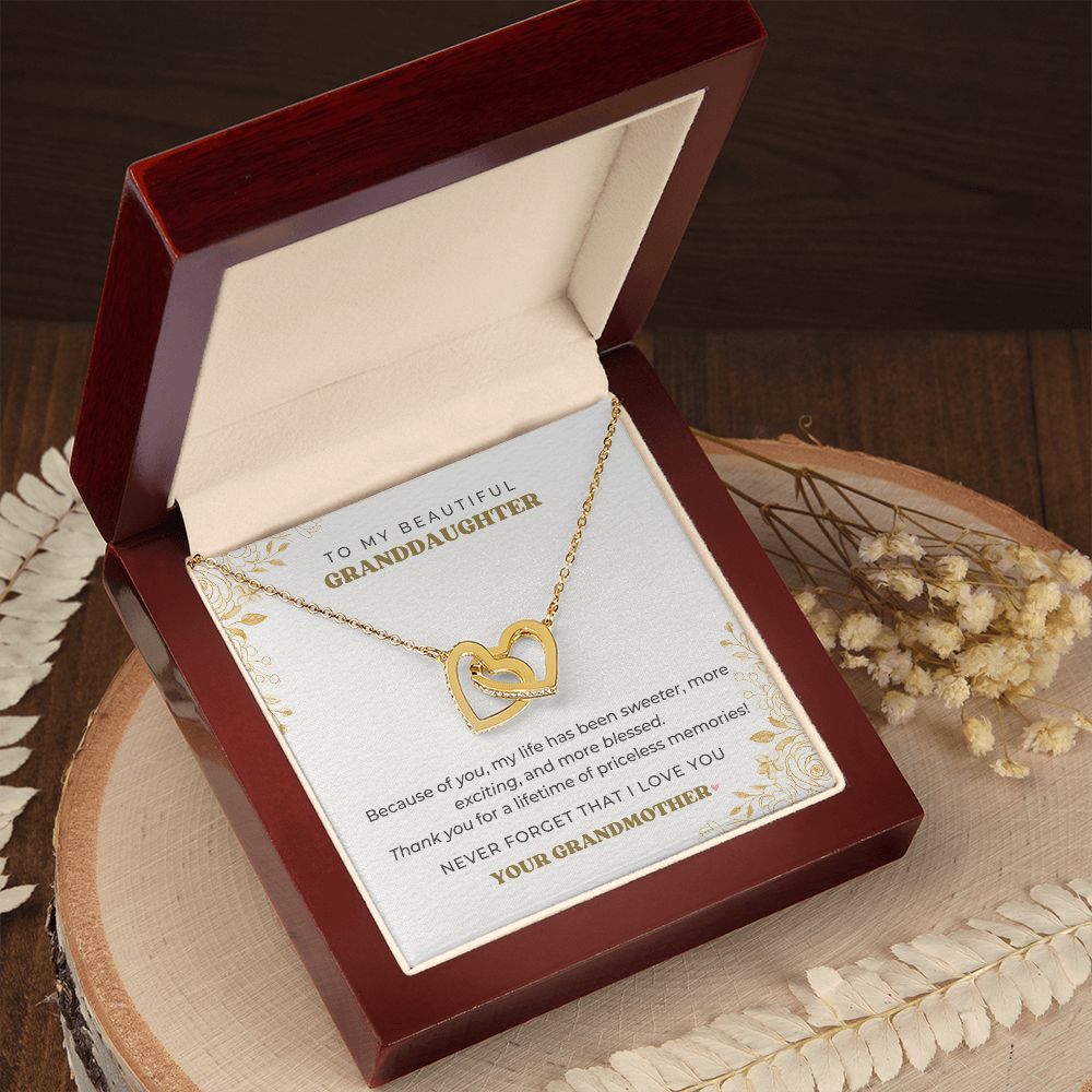 To My Granddaughter - Priceless Memories - Interlocking Hearts Necklace