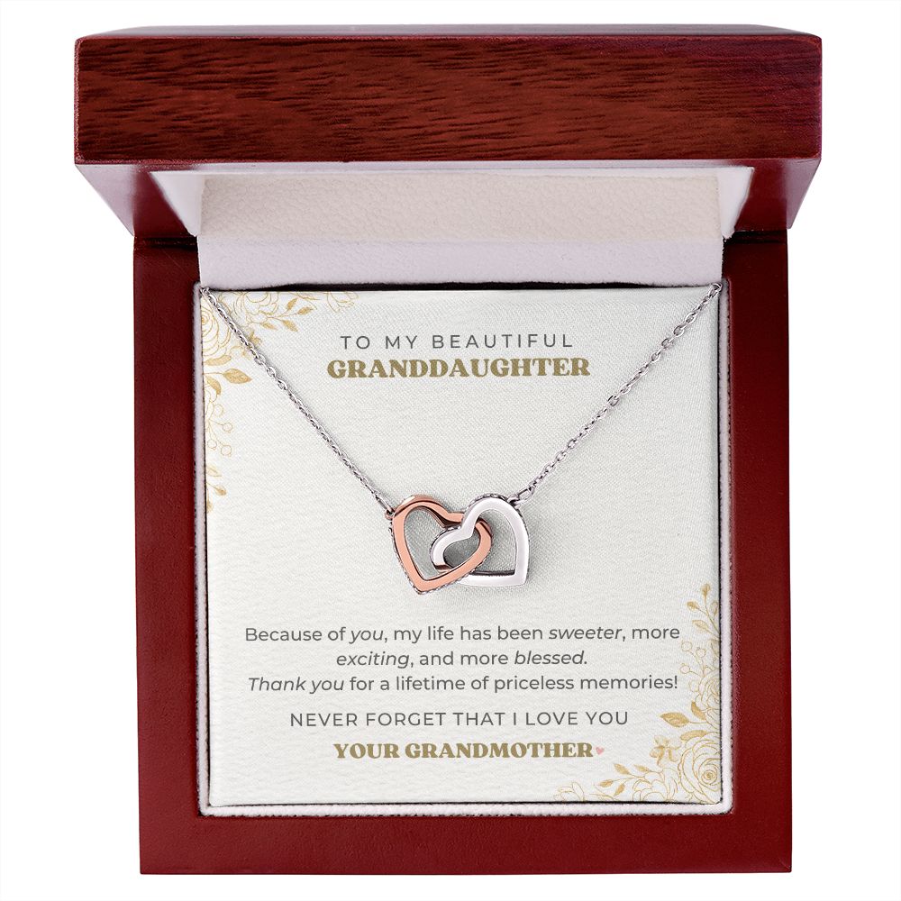 To My Granddaughter - Priceless Memories - Interlocking Hearts Necklace