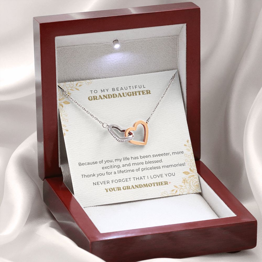 To My Granddaughter - Priceless Memories - Interlocking Hearts Necklace