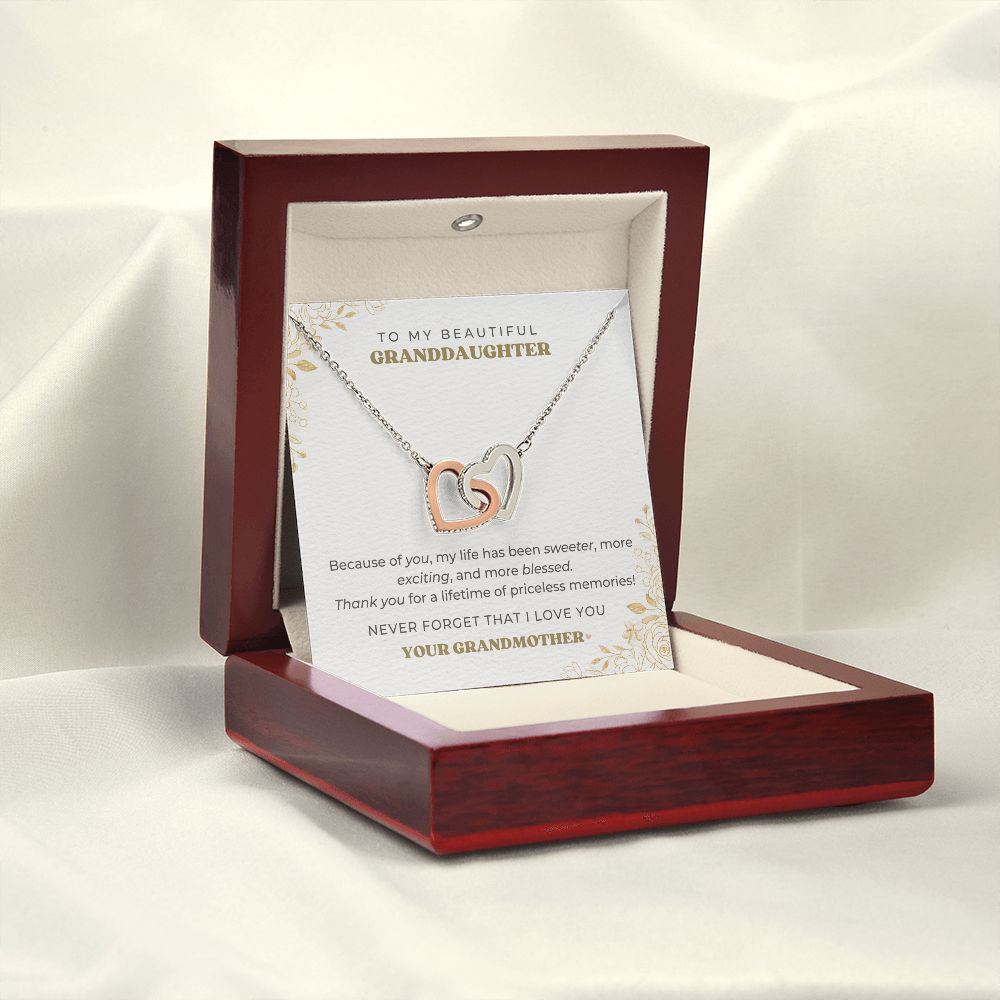 To My Granddaughter - Priceless Memories - Interlocking Hearts Necklace