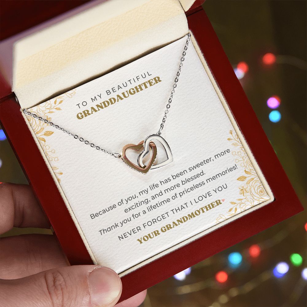 To My Granddaughter - Priceless Memories - Interlocking Hearts Necklace