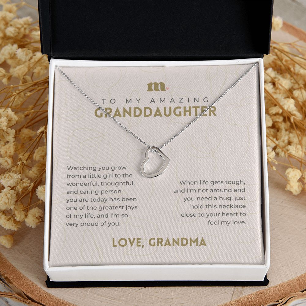 To My Granddaughter - Greatest Joy - Dainty Heart Necklace