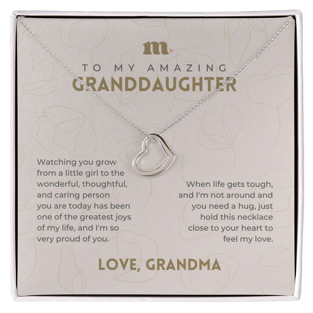 To My Granddaughter - Greatest Joy - Dainty Heart Necklace