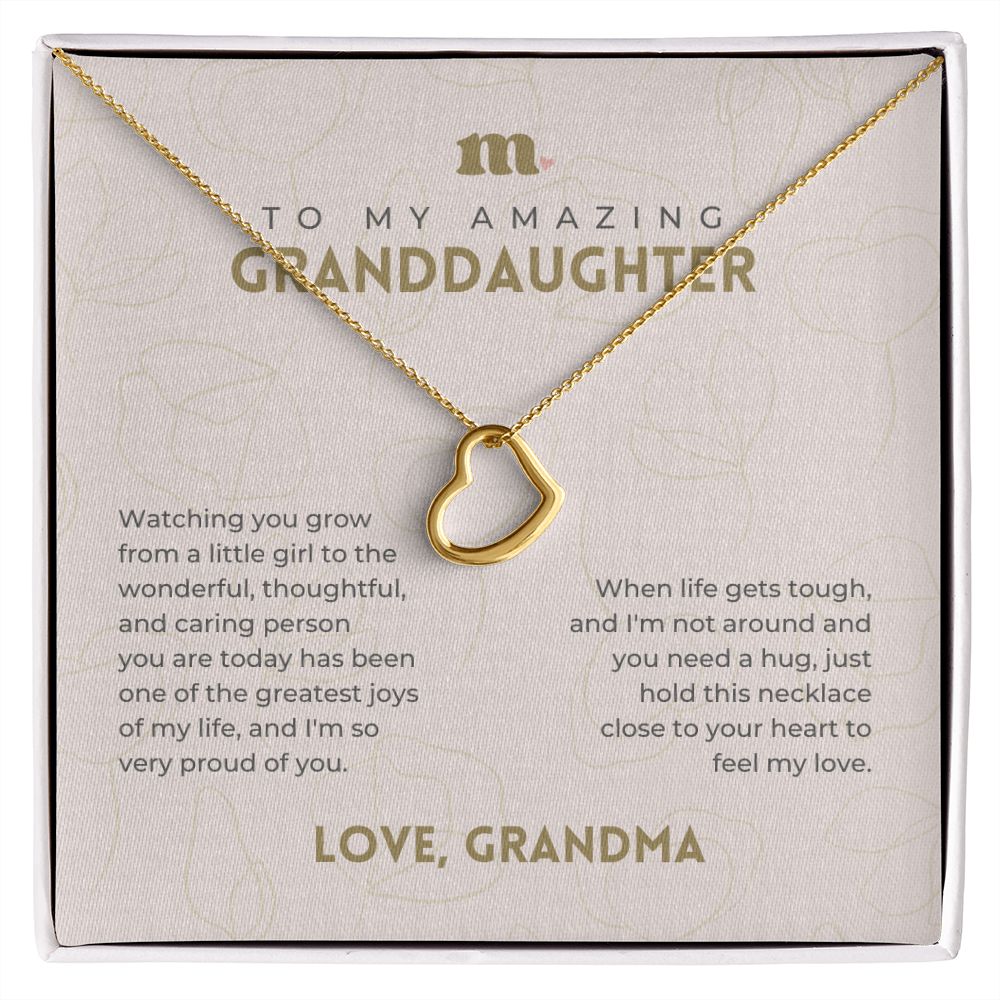 To My Granddaughter - Greatest Joy - Dainty Heart Necklace