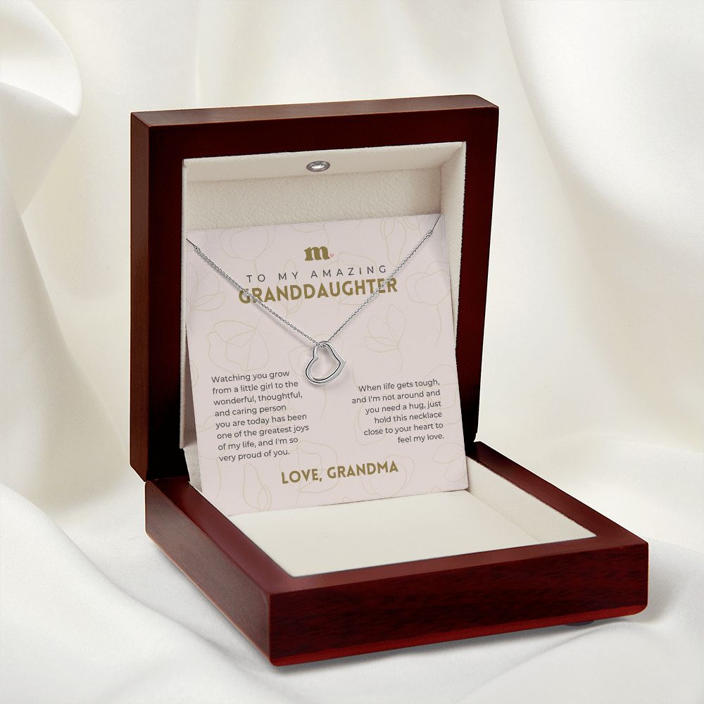 To My Granddaughter - Greatest Joy - Dainty Heart Necklace
