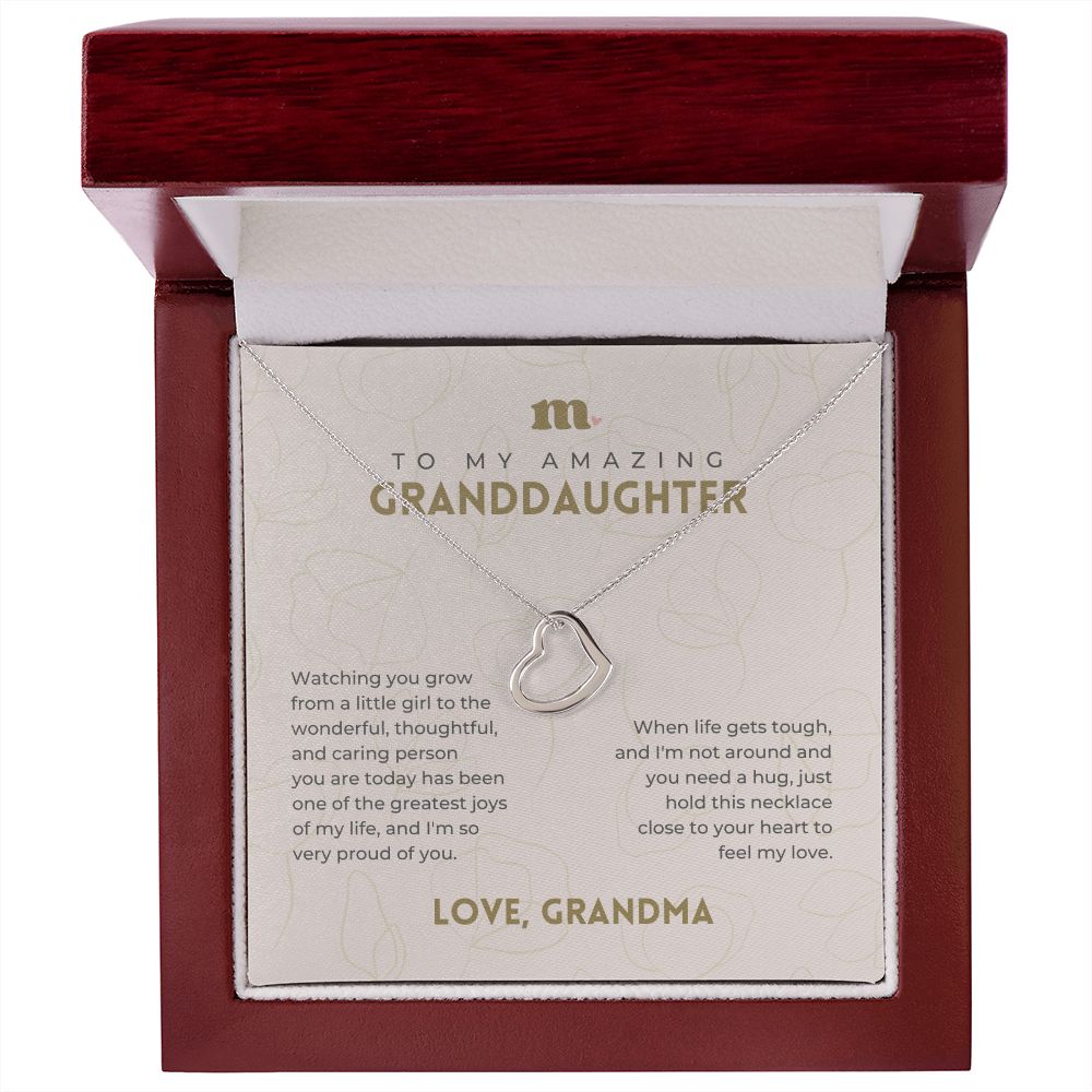 To My Granddaughter - Greatest Joy - Dainty Heart Necklace