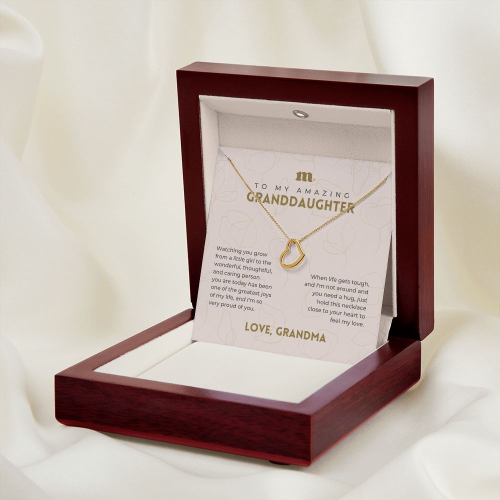 To My Granddaughter - Greatest Joy - Dainty Heart Necklace
