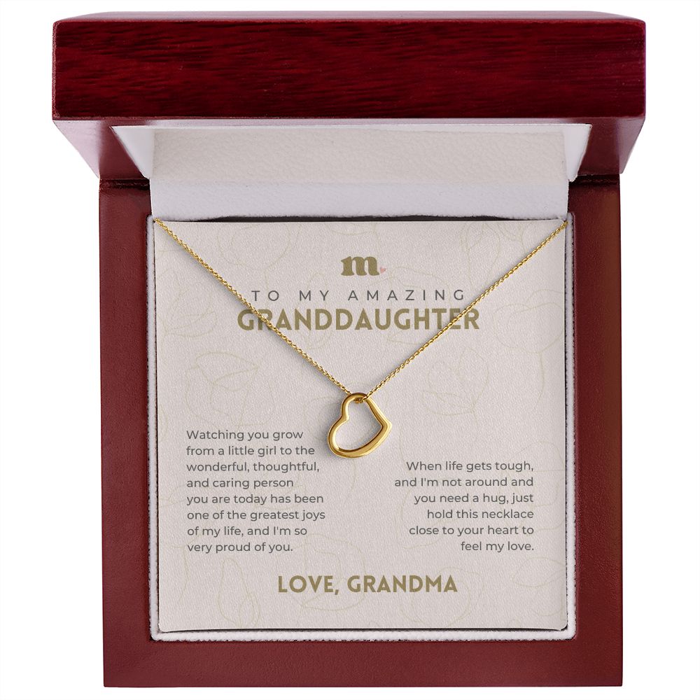 To My Granddaughter - Greatest Joy - Dainty Heart Necklace