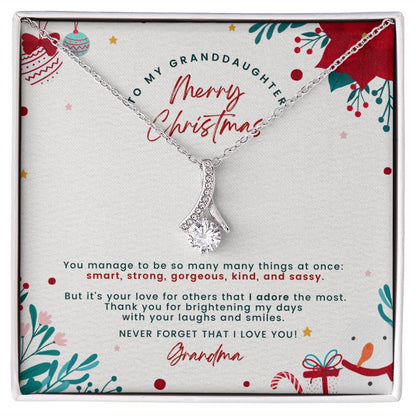 Christmas Gift For Granddaughter - Smart & Strong - Petite Ribbon Necklace