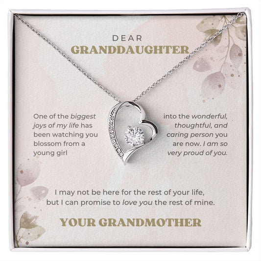 Dear Granddaughter - I promise to love you - Forever Necklace